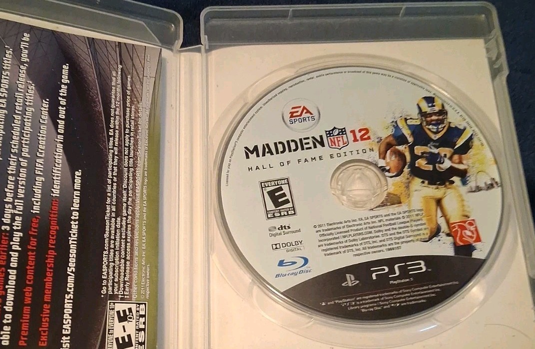 MADDEN NFL 12 – PS3, SONY PLAYSTATION 3 – Hall of Fame Edition, NO MANUAL