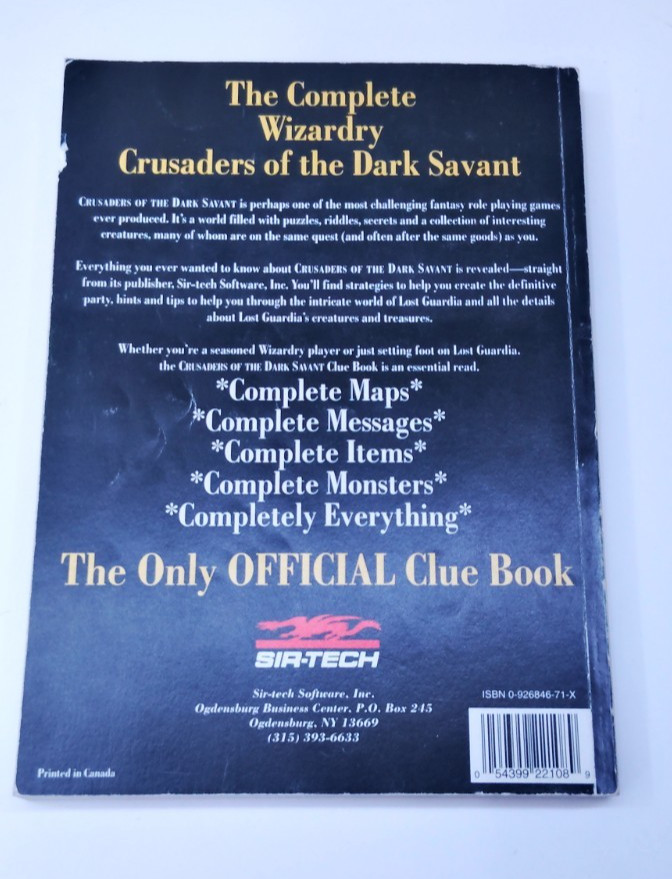 Wizardy Crusaders of Dark Savant Clue Book Strategy Hint Cluebook Sir-Tech 1993