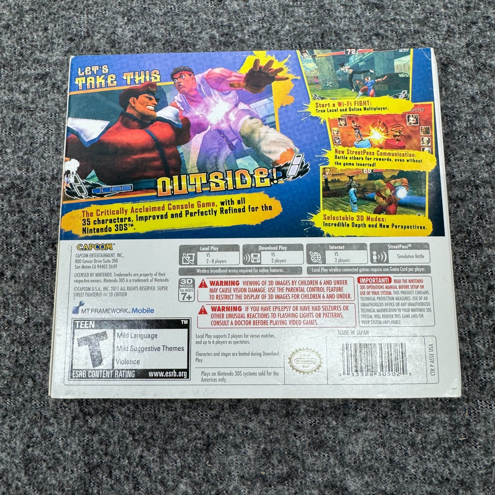 Super Street Fighter IV – 3D Edition – Nintendo 3DS – W/ Slipcover Tested