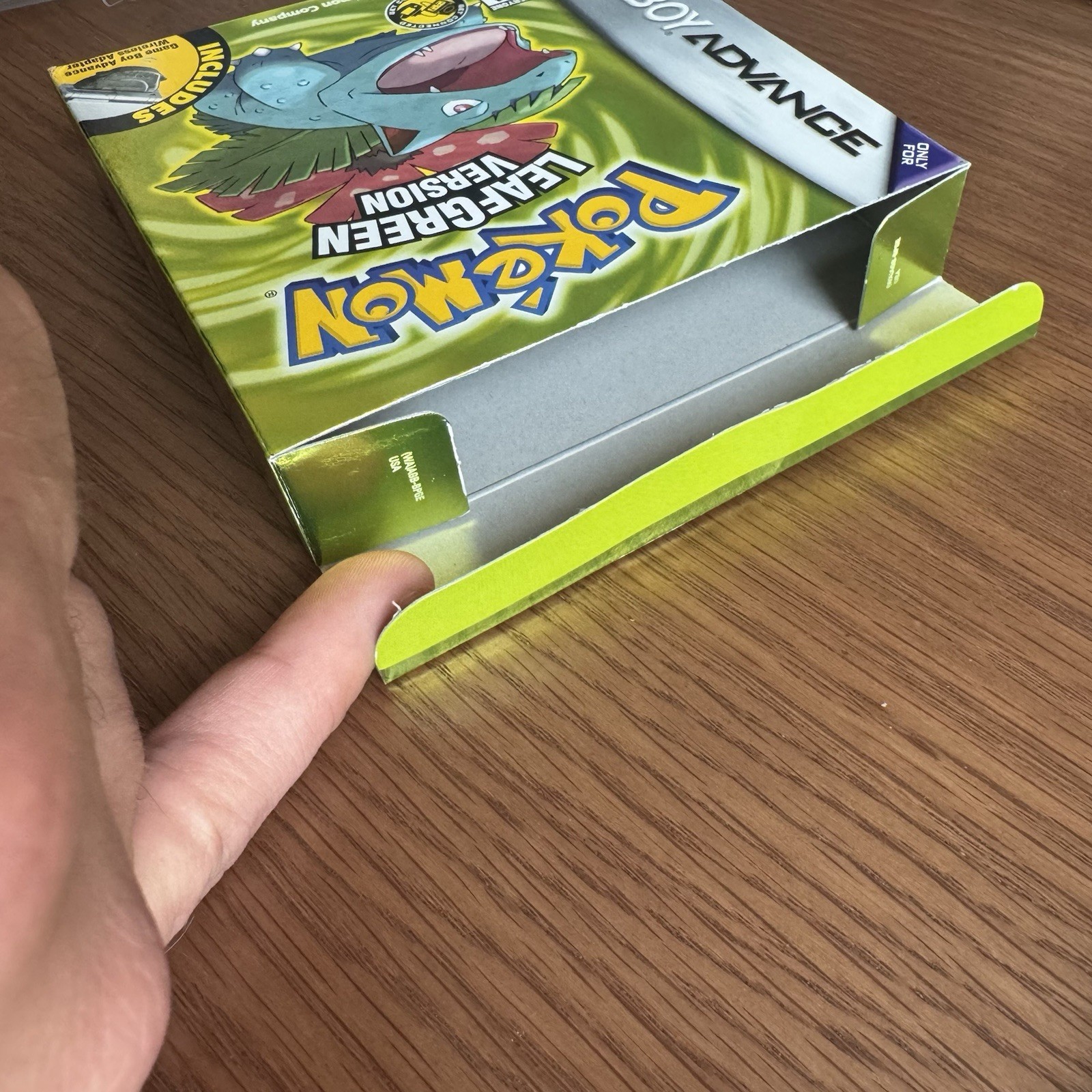 BOX ONLY Pokémon: LeafGreen Version – 1st Print Misprint “Adapater” Error GBA