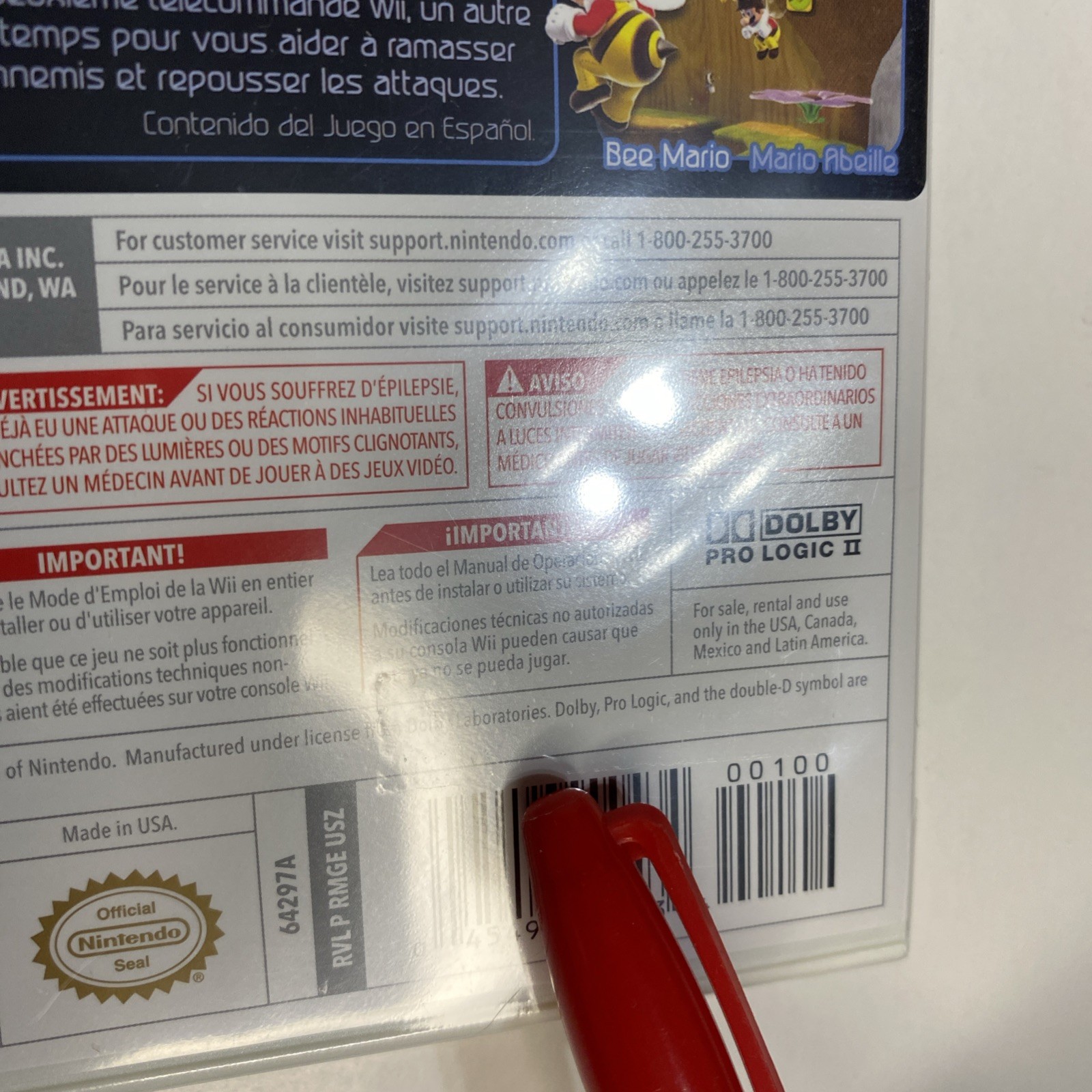 NOT mint Super Mario Galaxy Nintendo Wii New Factory Sealed w/shelf wear