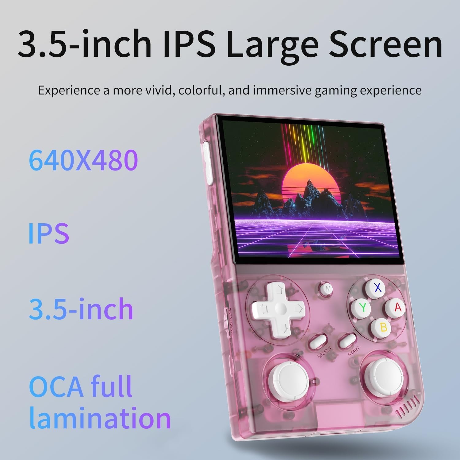 G350 Handheld Gaming Console with 3.5″ IPS Screen – Multi-Player, Stylish Pink