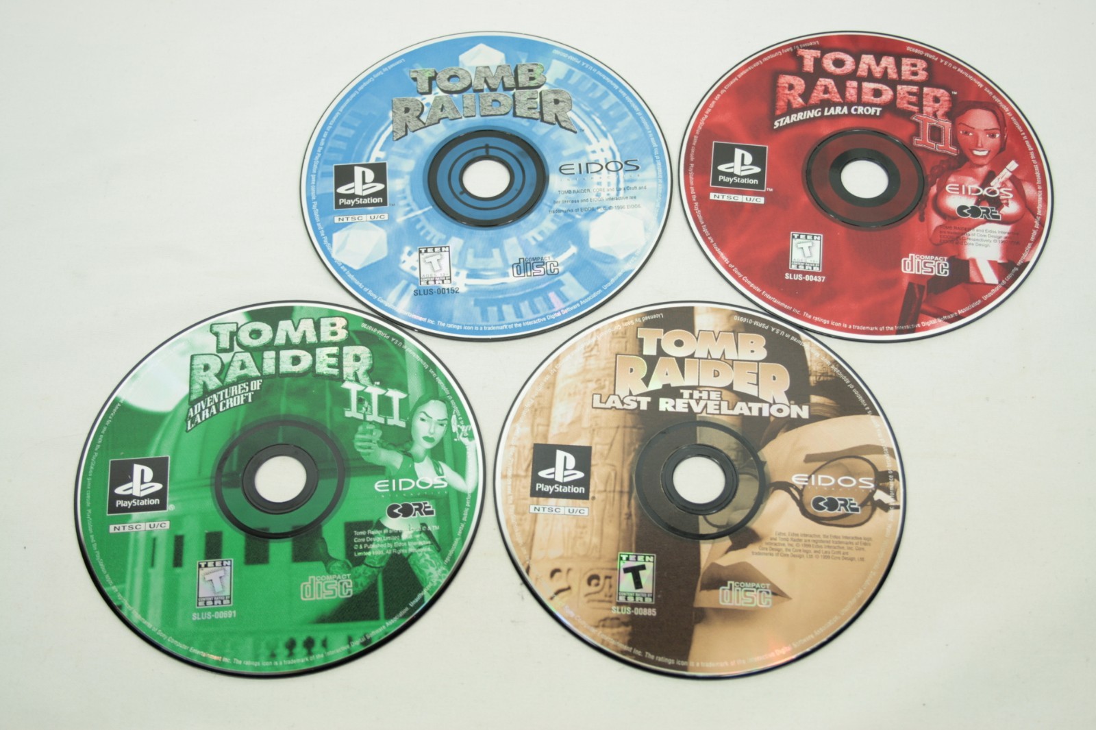 Tomb Raider 1 2 3 and the Last Revelation PS1 Lot of 4 Discs Sony PlayStation 1