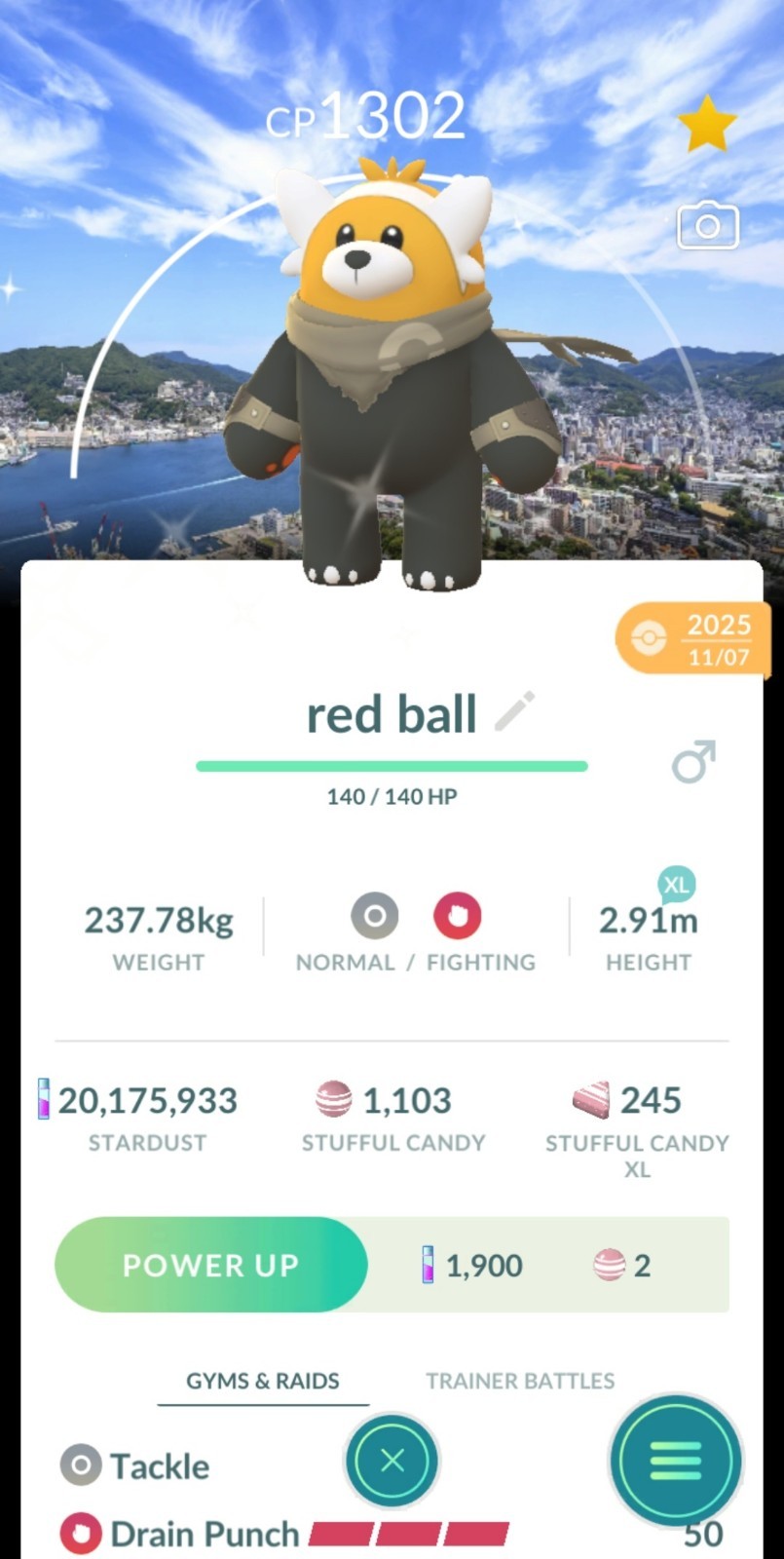 Pokemon Trade Go – Shiny Bewear | Red Ball Catch – Nagasaki Background