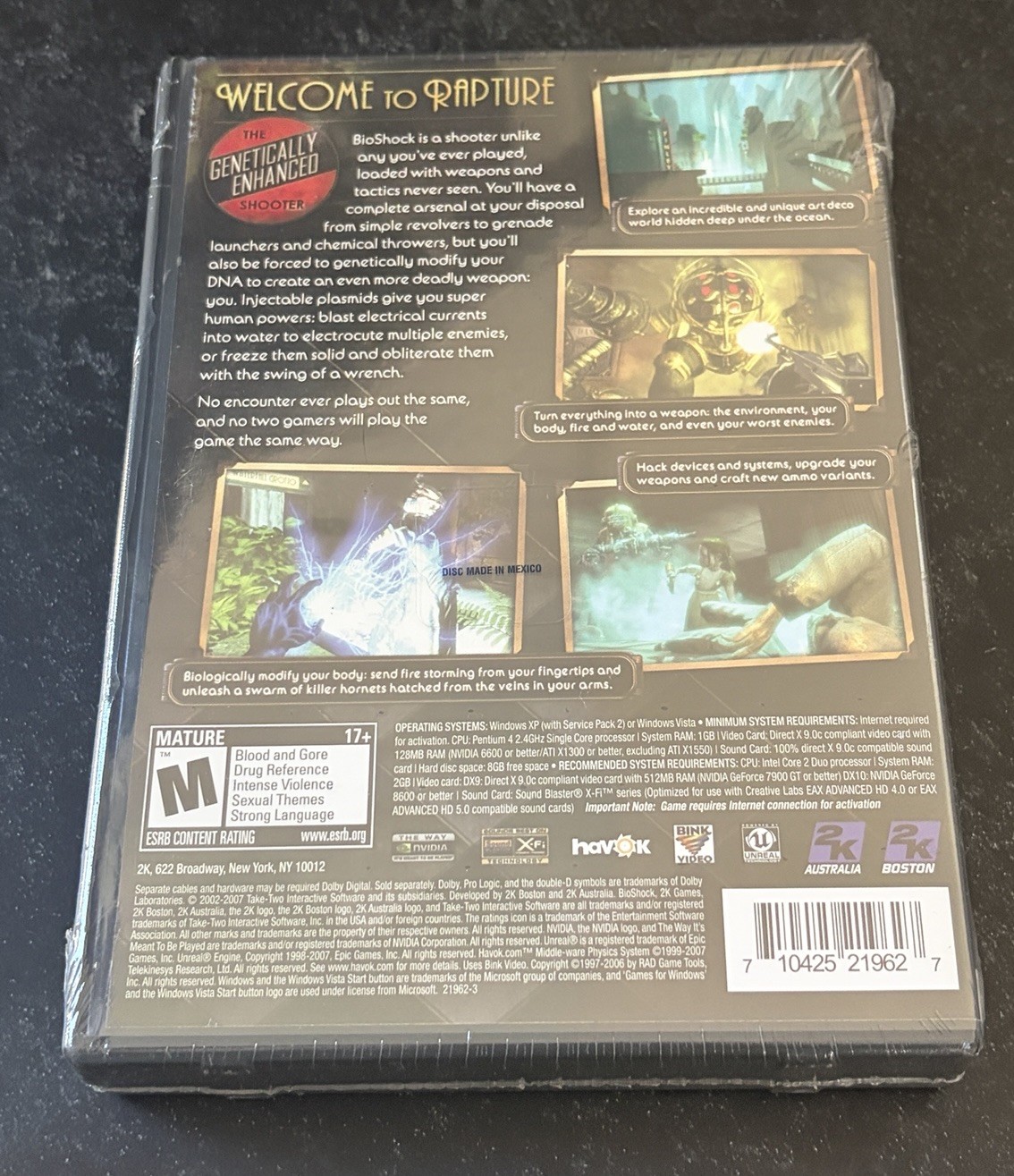 Bioshock (Windows PC DVD, 2007) 2K Shooter Video Game For Windows SEALED