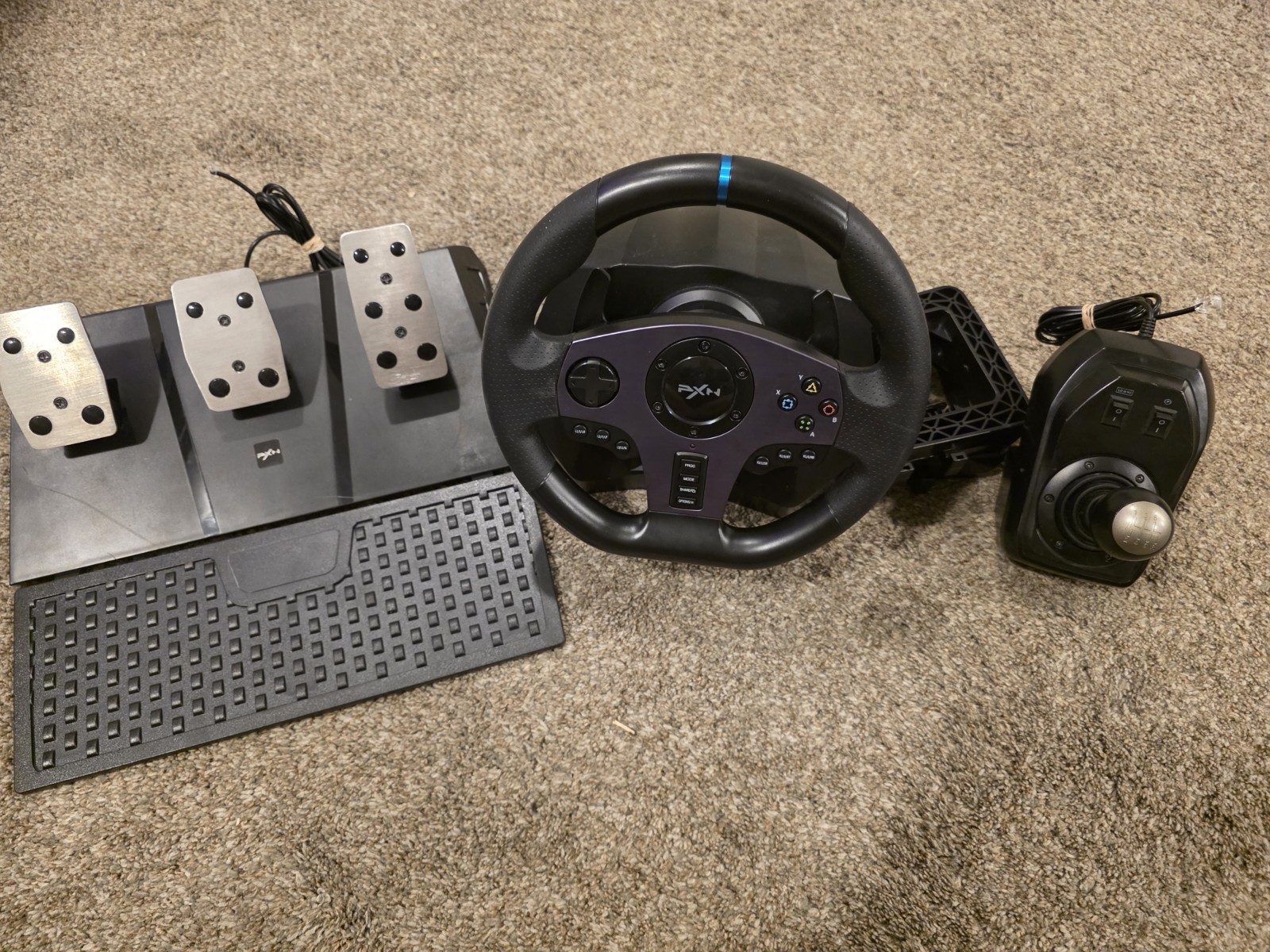 PXN V9 Racing Steering Wheel Black Pedals and Gear Shifter