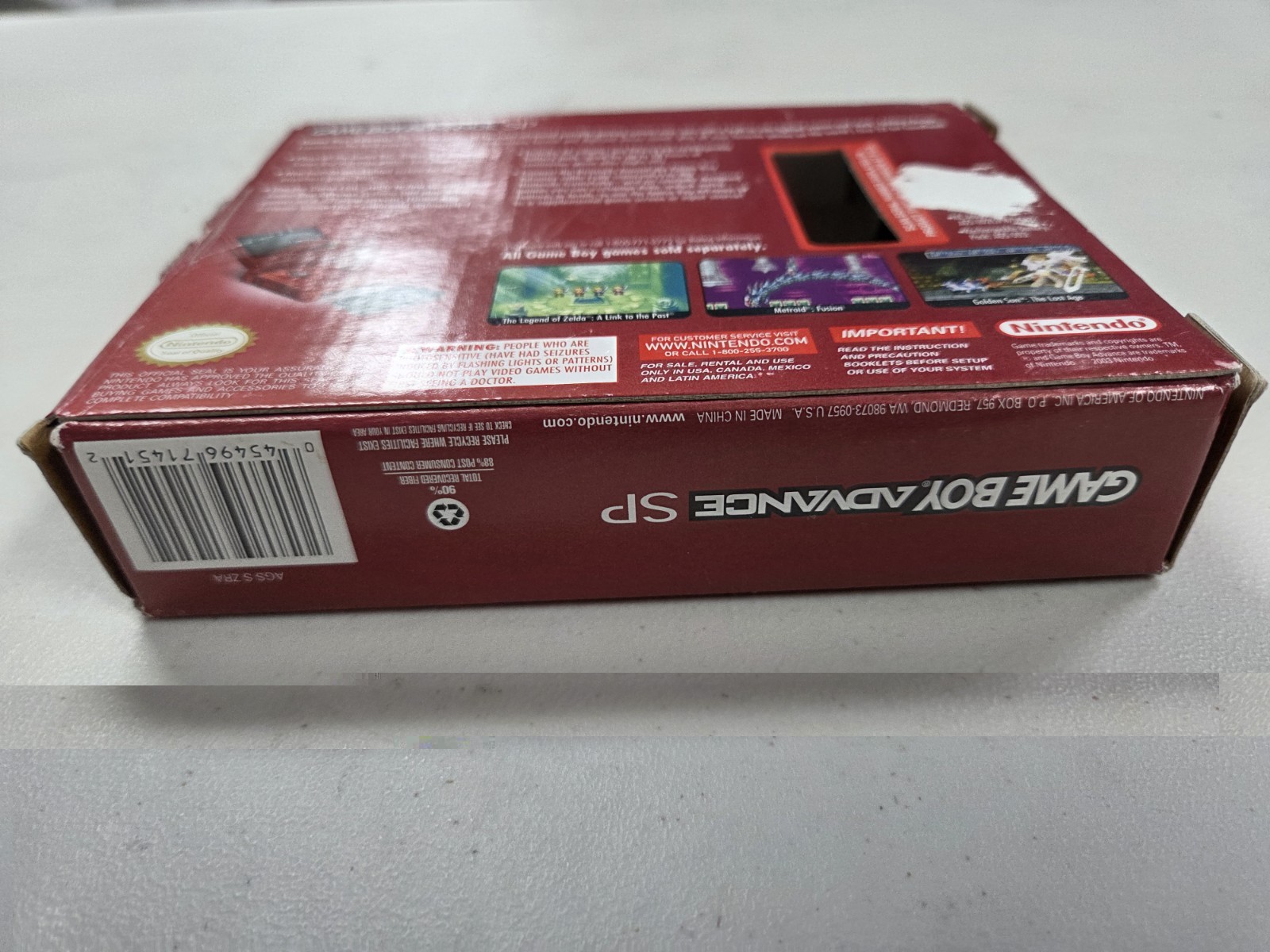 Nintendo Game Boy Advance GBA SP Flame Red Box Manual Inserts Only SEE PHOTOS