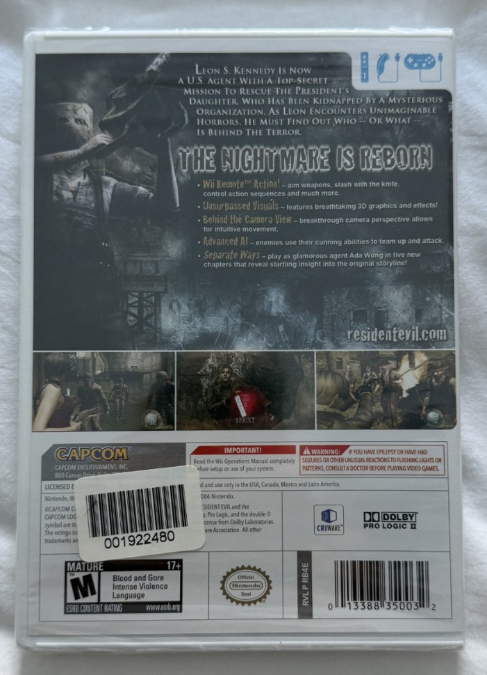 Nintendo Wii Game RESIDENT EVIL 4 IV – NEW & Factory Sealed