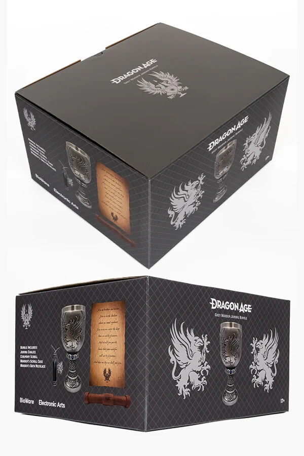 Dragon Age Grey Warden Joining Chalice Cup Letter Case Necklace Pendant Bundle