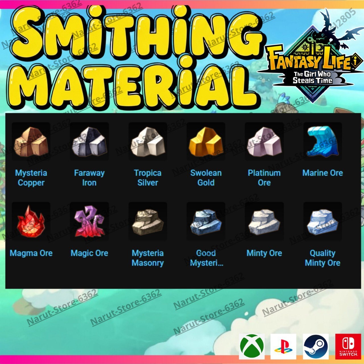 Fantasy Life I: Smithing Material Bundle🌟 crafting The Girl Who Steals the Time