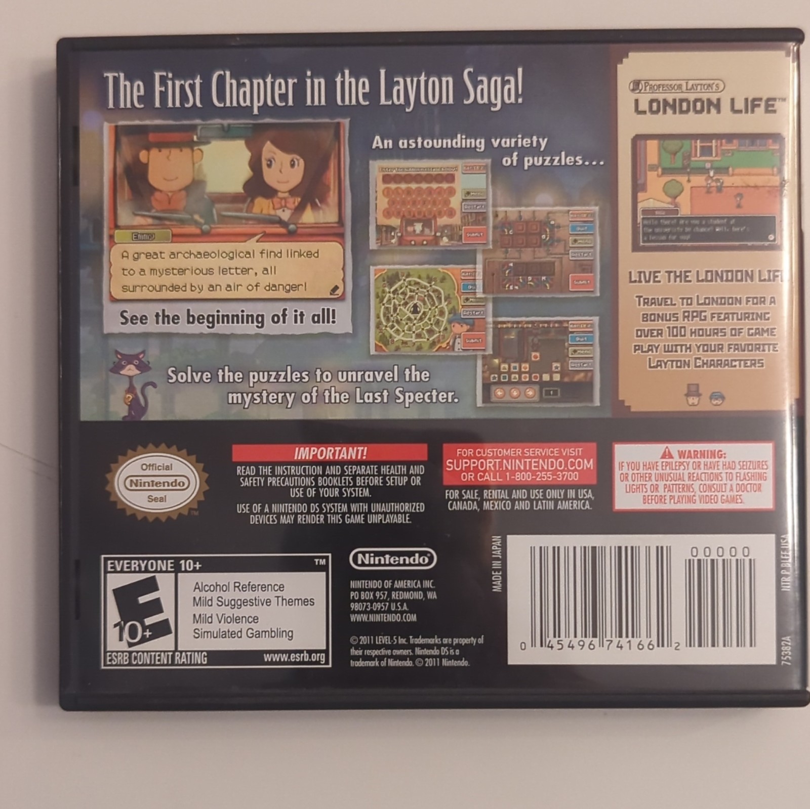 Nintendo Professor Layton and the Last Spectre 2011 W/ Case And Manual