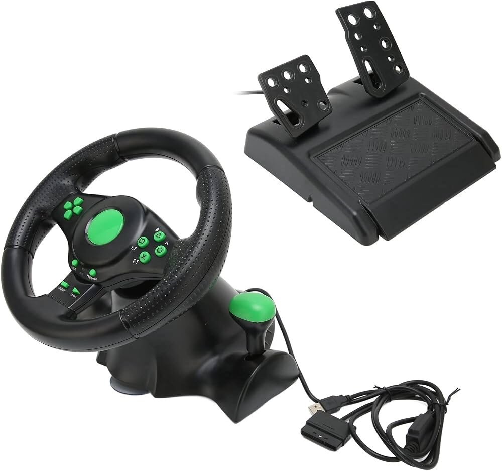 Vibration Steering Wheel for Racing Games PS2/PS3/PC USB, Gamers – New Open Box