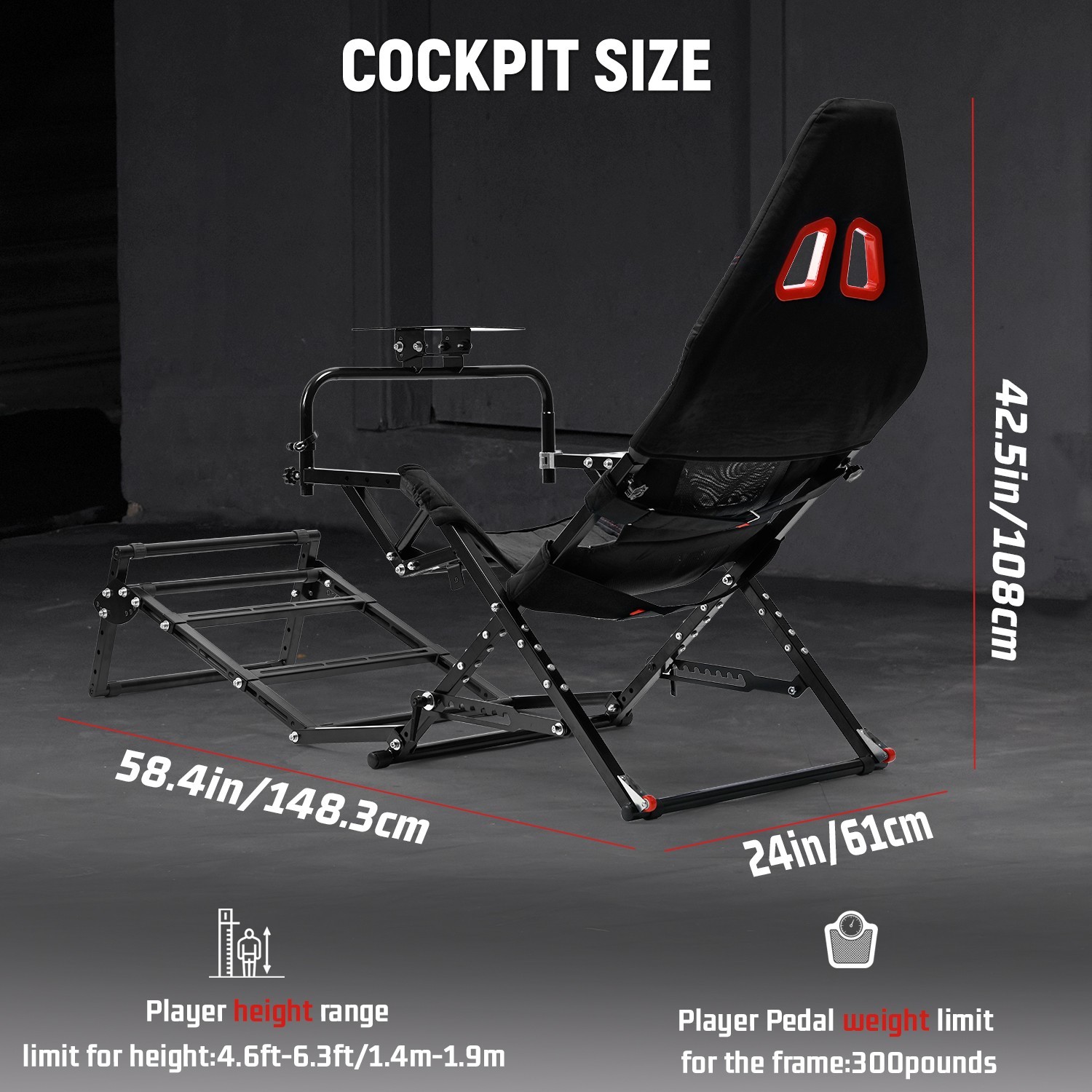 Dardoo Foldable Racing Simulator Cockpit Fit Logitech G923 G29 Moza Thrustmaster