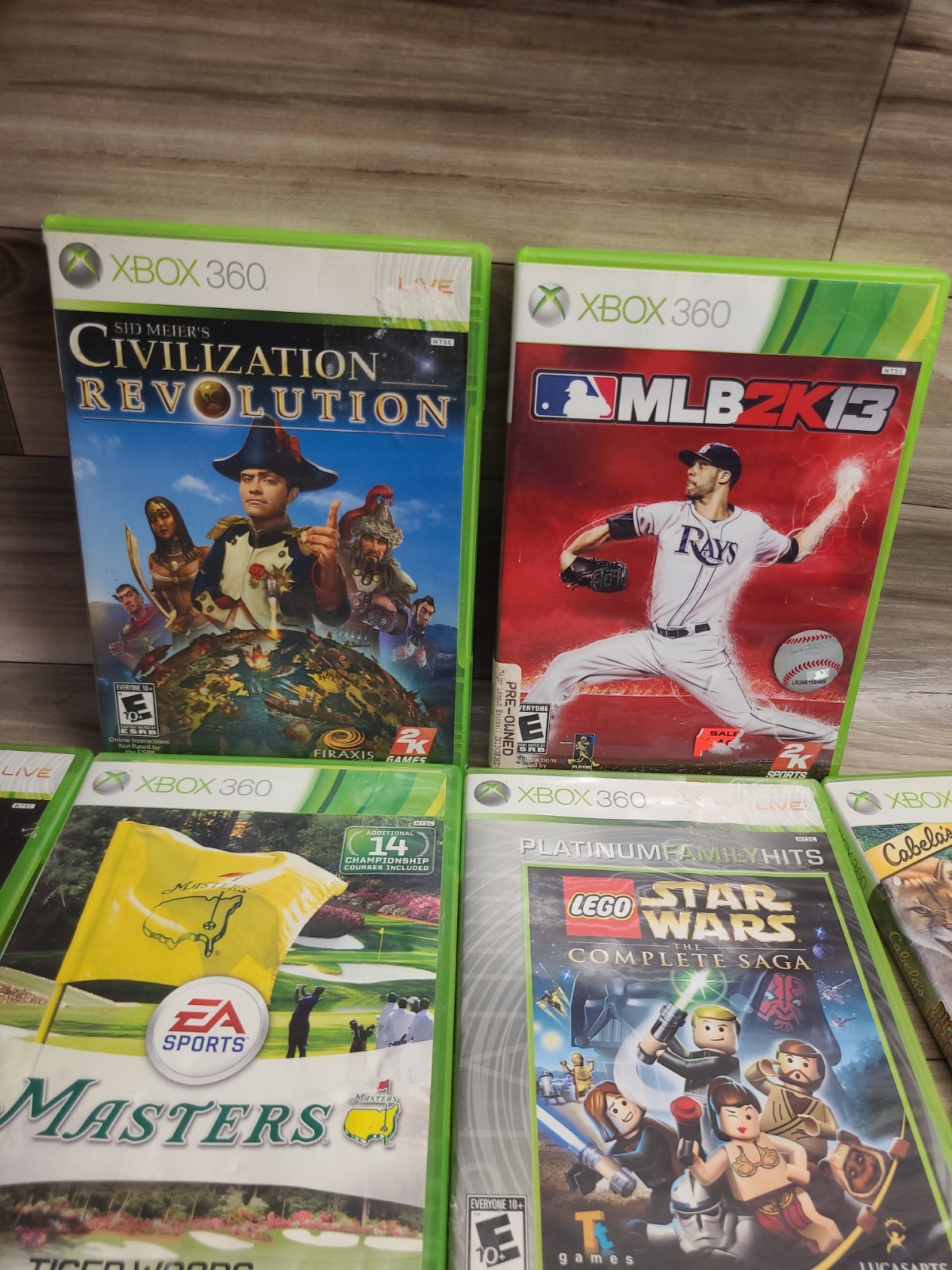 Lot If 10 Xbox 360 Games Civilization Revolution Stat Wars Cabelas Masters