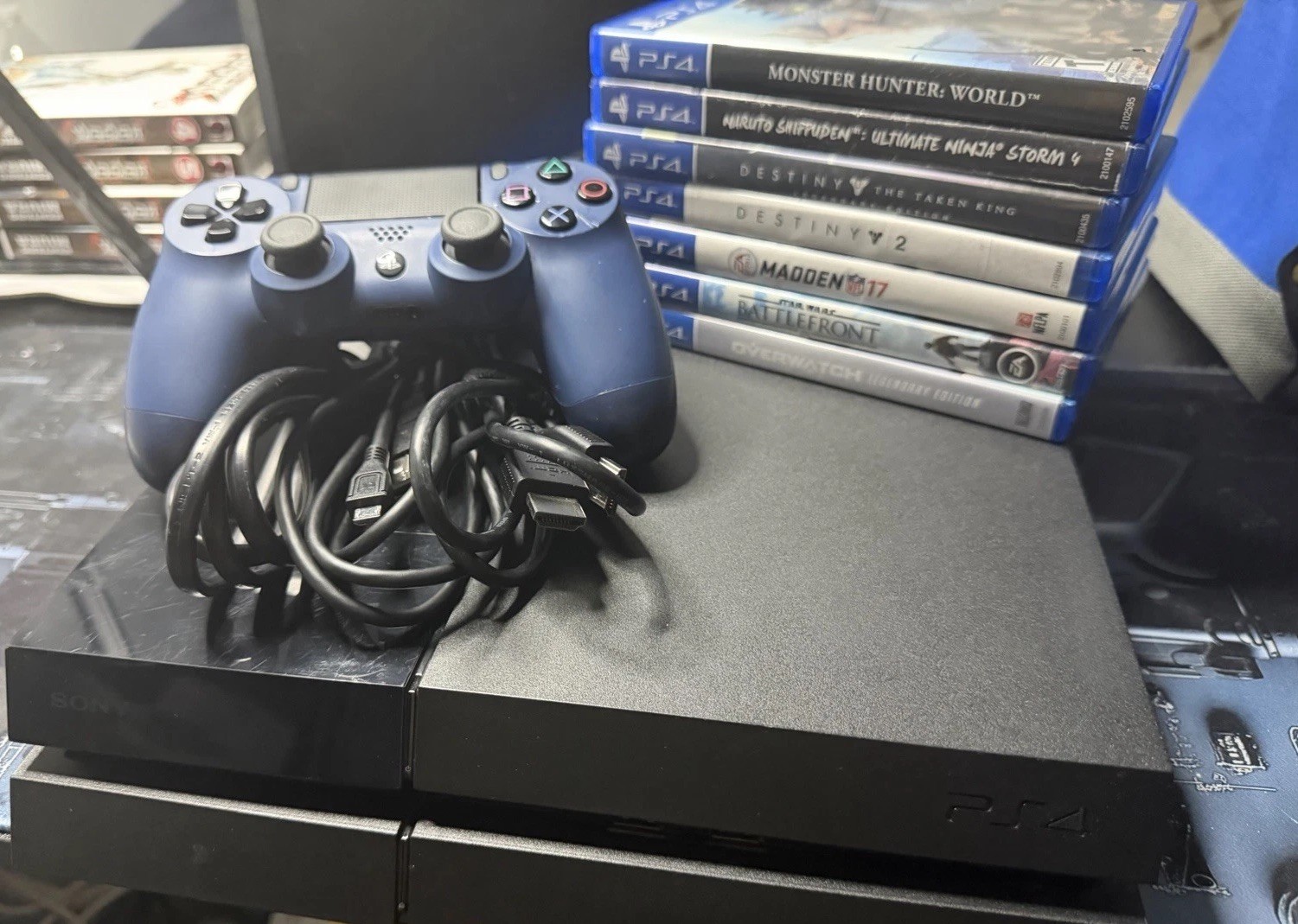 Sony PlayStation 4 Original Black (500GB) Controller,Cables & 7 Games Included!