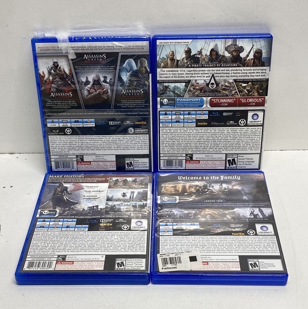 Assassin’s Creed 4 PS4 Game Lot Ezio Collection Unity Black Flag Syndicate