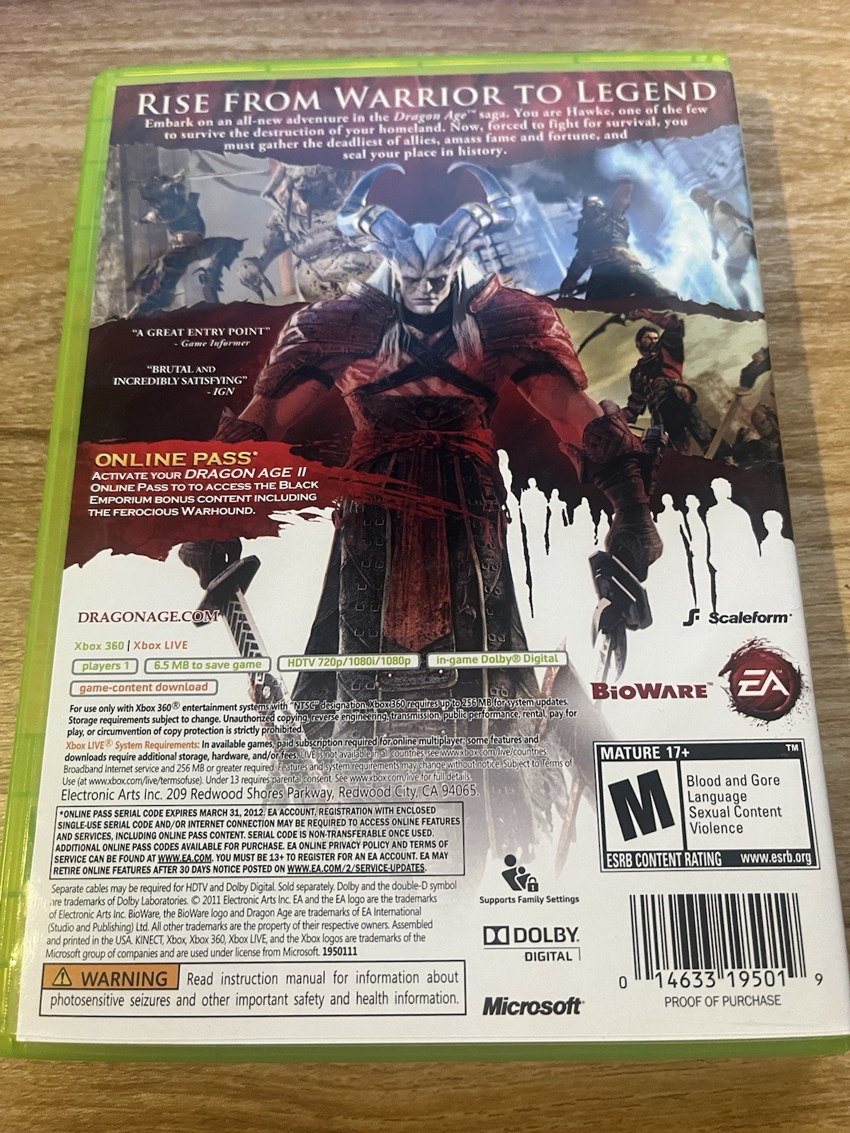 Dragon Age II (Xbox 360) Tested & Working CIB
