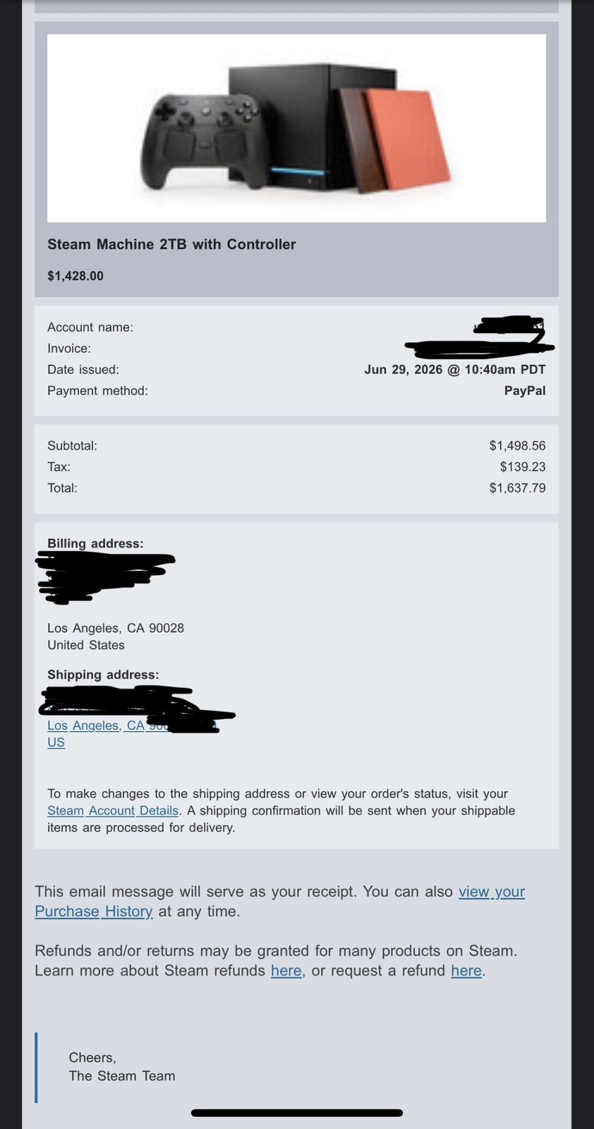 2TB Steam Machine SHIPS TODAY