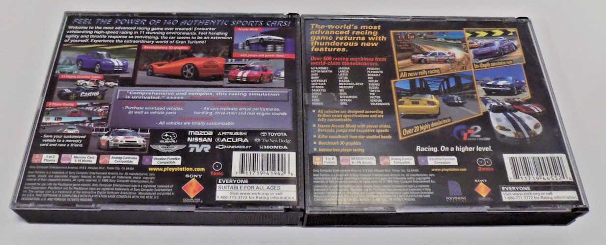 Gran Turismo 1 + 2 both CIB good shape tested PS1 Playstation