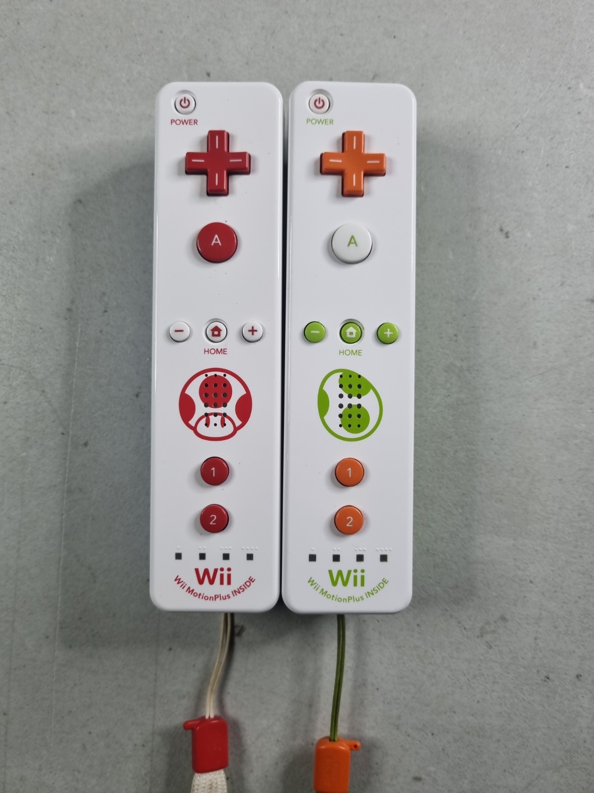 Nintendo Wii Remote Motion Plus Toad & Yoshi OEM Genuine Controllers W Straps