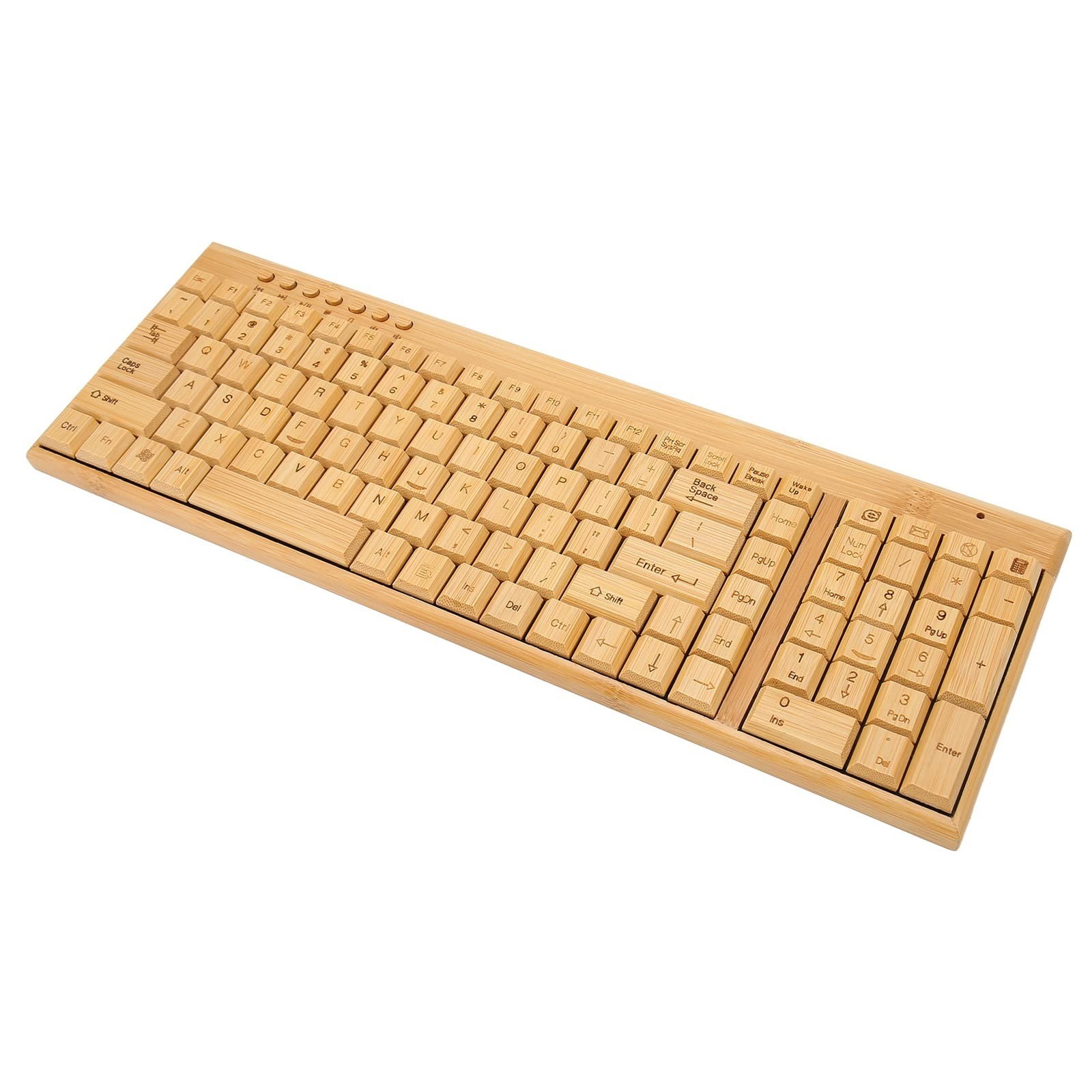 PenRux Keyboard and Mouse, Bamboo Wood Full Sized Keyboard, Unique Compact Mo…