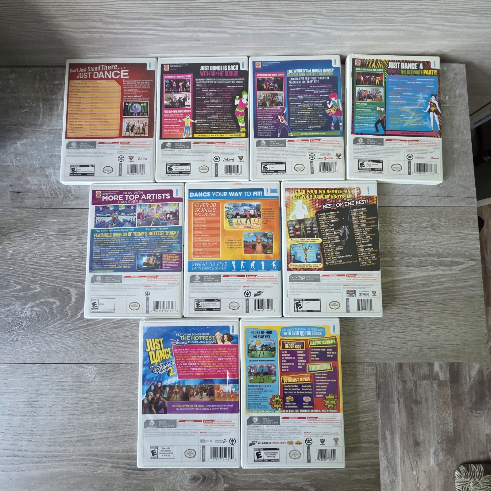 Nintendo Wii Just Dance Lot 9 Games 1 2 3 4 2015 Country Kids Disney Party