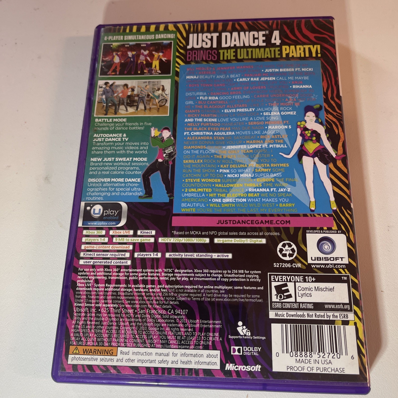 Just Dance 4 — Authentic Disk and Case! **Xbox 360**