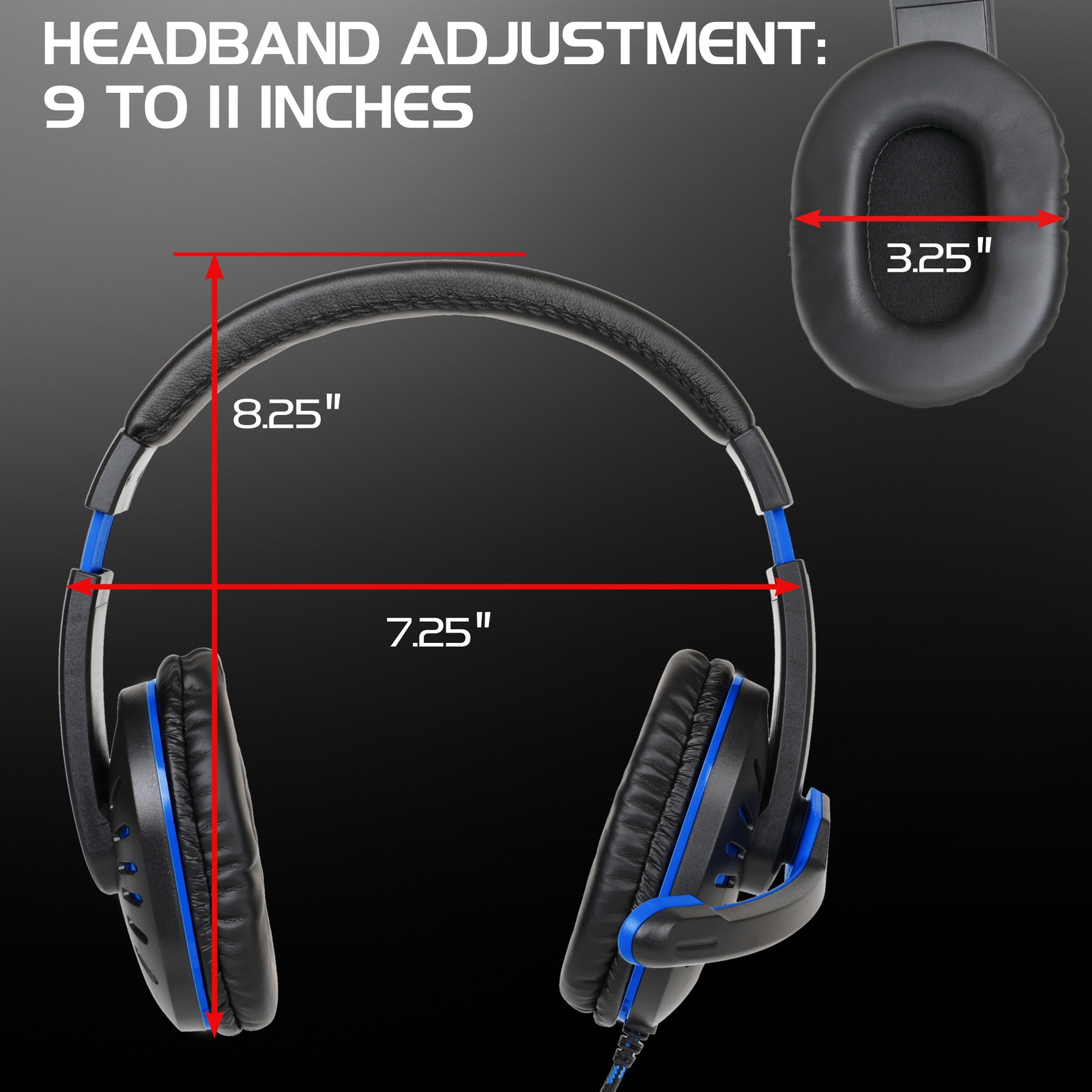 Gaming Headset with Rotating Microphone – Soft Adjustable Headband – Blue