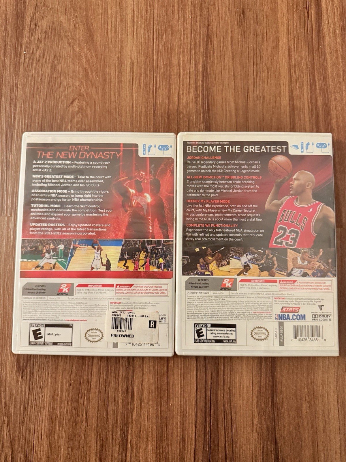 NBA 2K11 & NBA 2K13 Nintendo Wii Bundle Basketball Games Michael Jordan Jay Z