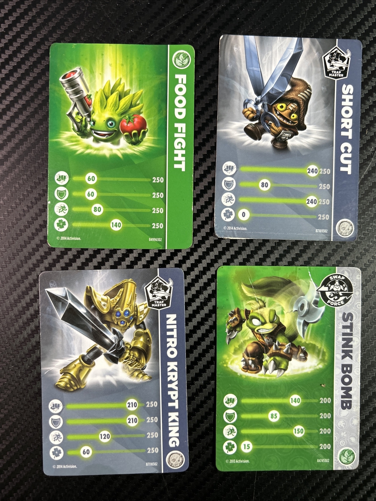 Lot of 8 Skylanders Trading Cards Used Condition