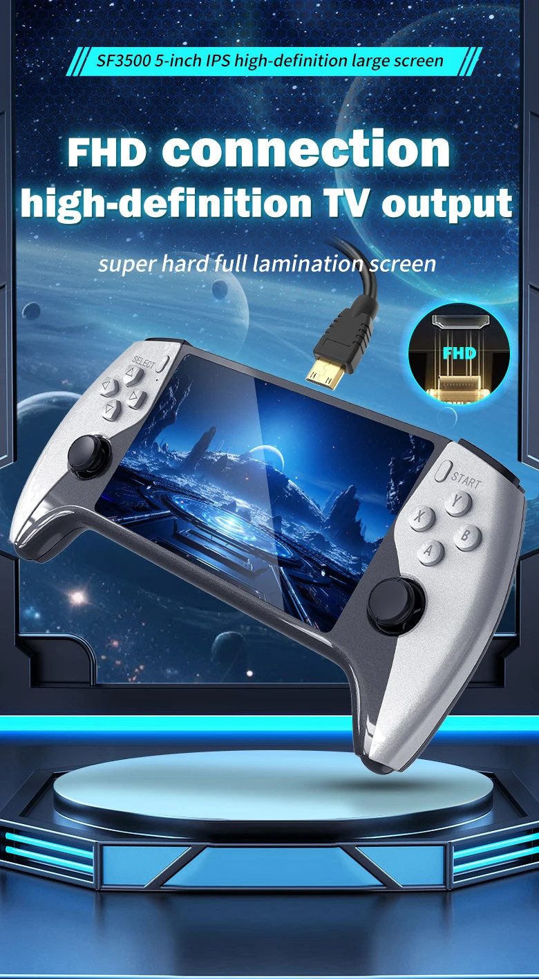 5-Inch IPS SF3500 Retro Handheld Game Console Dual-Core 256GB Expandable Multi-S