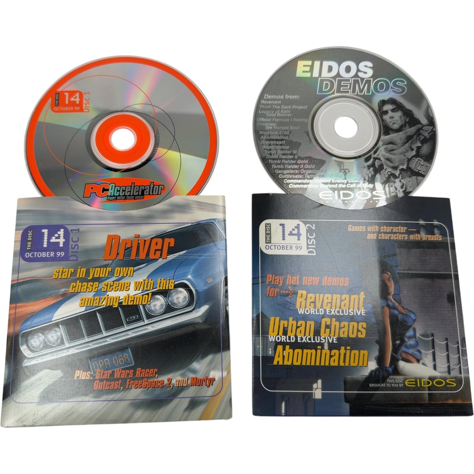 PC Accelerator October 1999 Demo Discs Driver Star Wars Racer Eidos Games Used