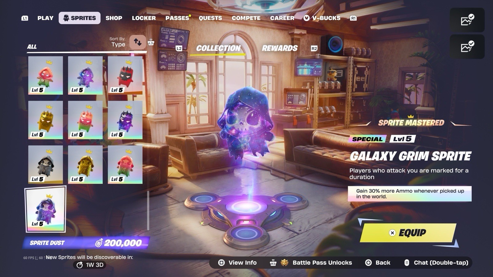 Fortnite Sprites All LVL 5 Normal, Gold, Gummy, Galaxy Sprites ALL MASTERED