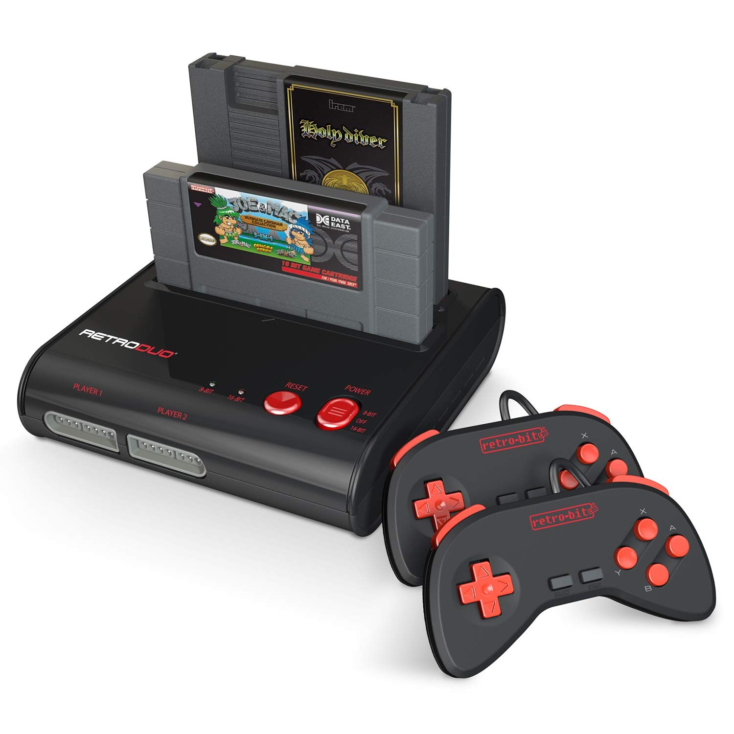 Retro-Bit RetroDuo Dual 2-in-1 Retro Console for SNES & NES Games – Red/Black