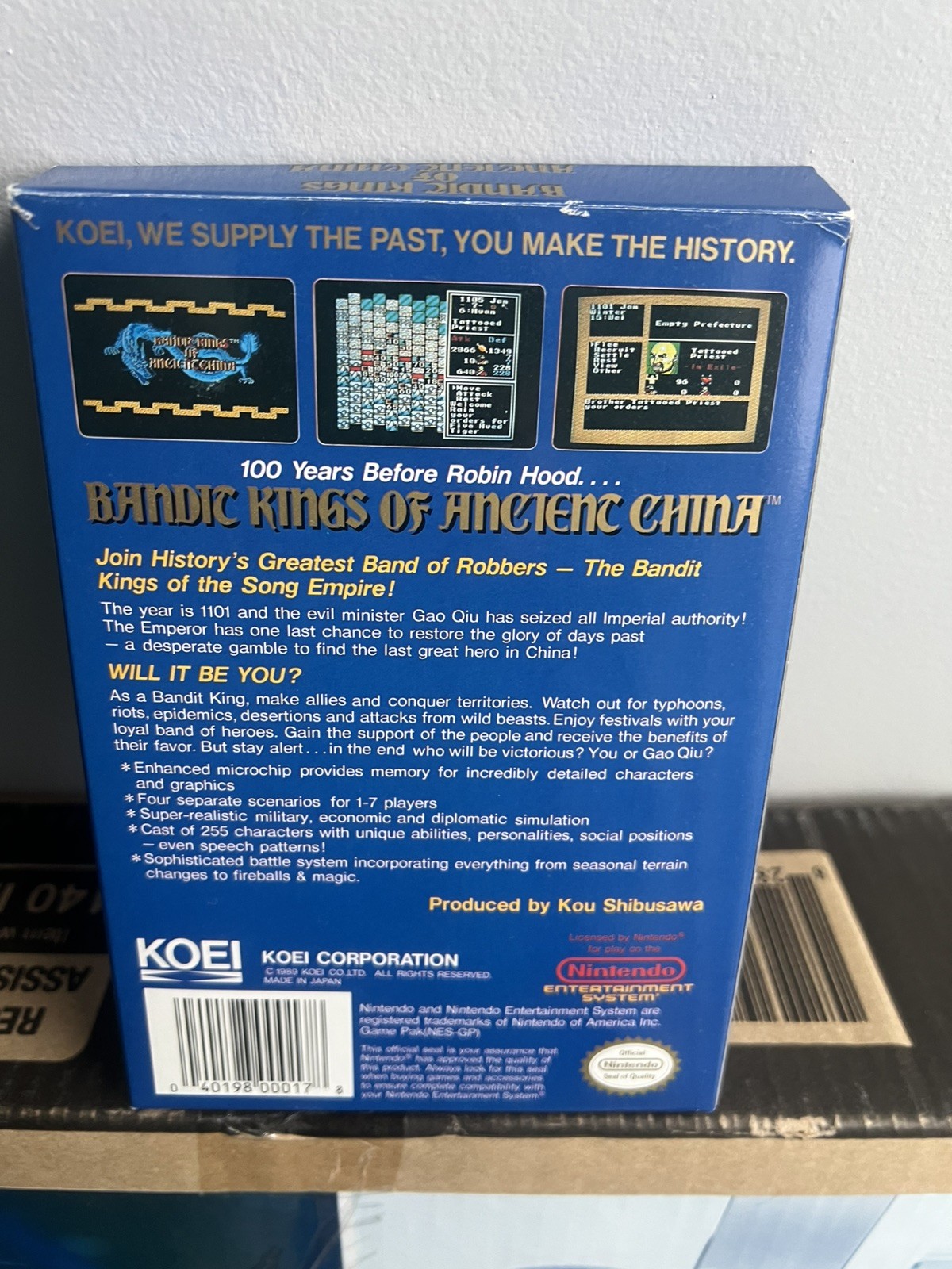 Bandit Kings of Ancient China Box Manual Map In 1991 Nintendo NES Poster Bag