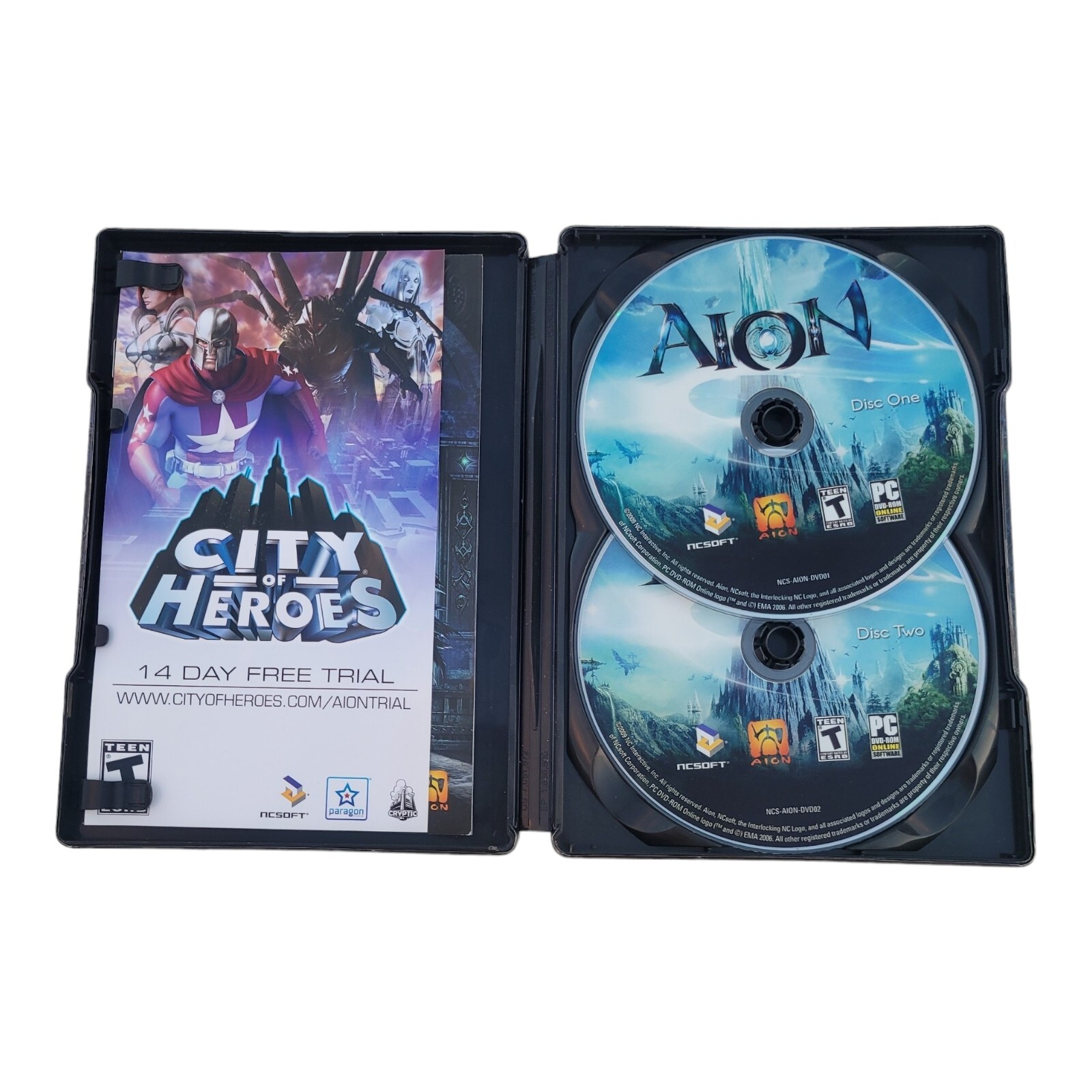 Aion PC DVD-ROM Online Game 2 Disc Manual 2009 CIB NCsoft Alienware TESTED Works