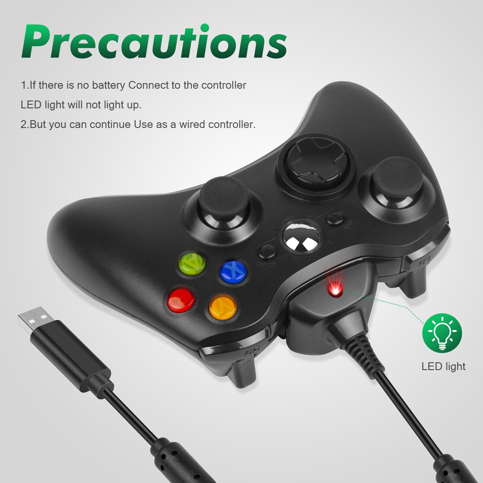 2pcs Rechargeable Battery Pack USB 4800mAh Charger Cable For XBox 360 Controller