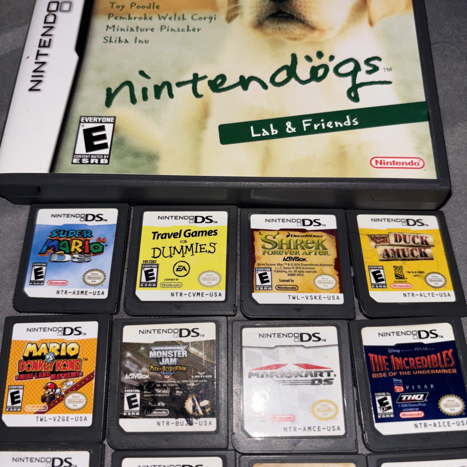 Nintendo DS/GBA Game 14 game lot (Nintendogs, mariokart, meteos,super mario64)