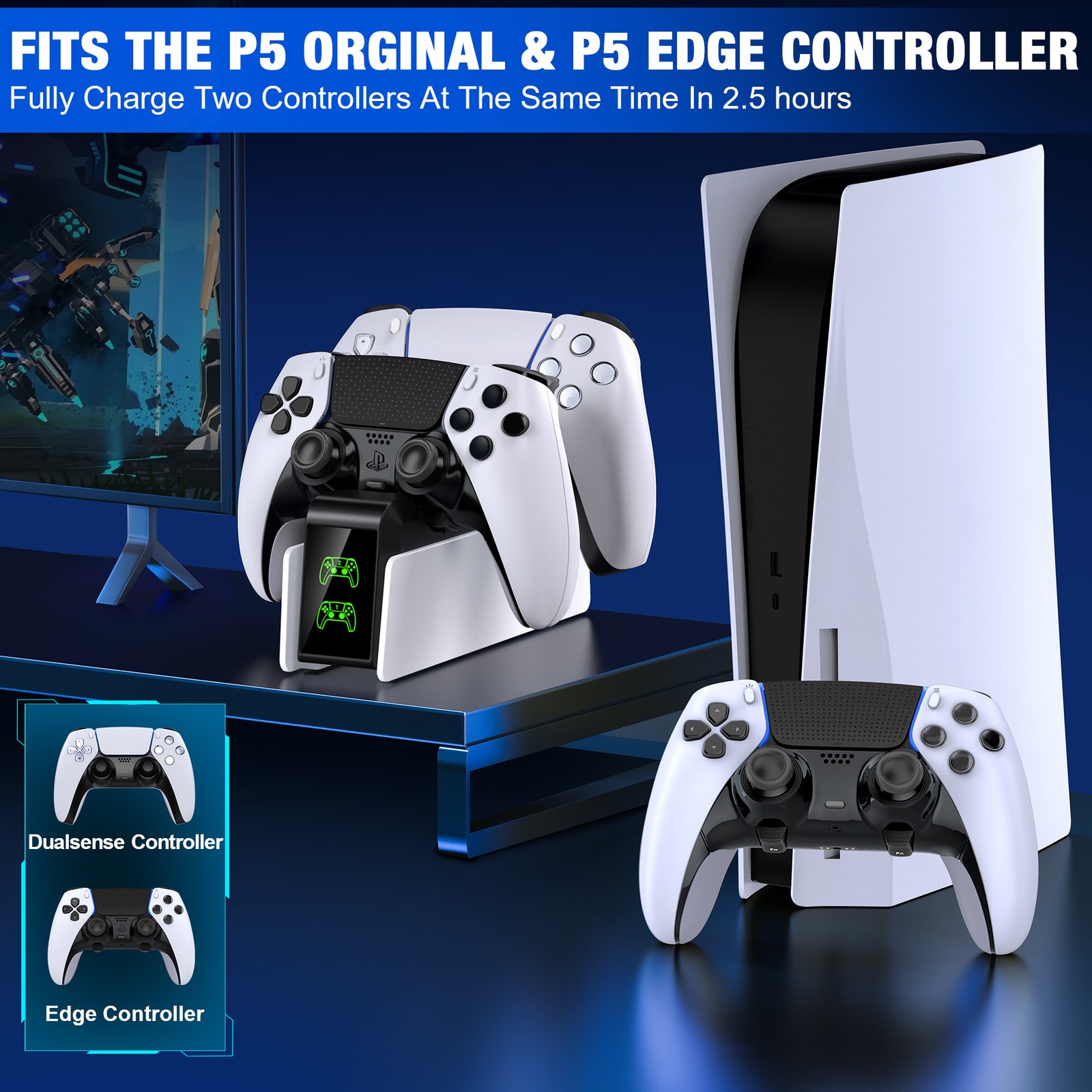 Hanging Wall Mount Shelf Holder for Playstation 5 Slim Console Charging Station