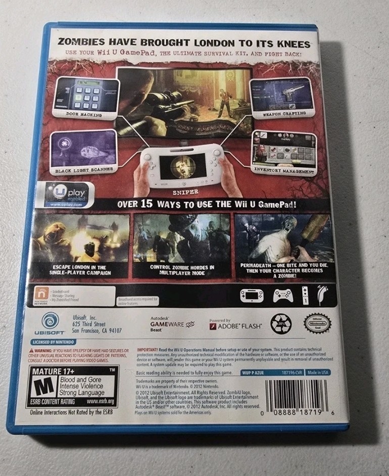 Nintendo Wii U ZombiU Zombi U Ubisoft – Tested And Working