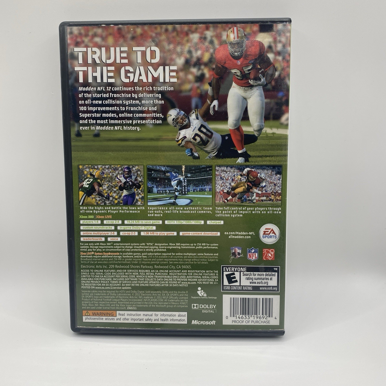 Madden NFL 12 Hall of Fame Edition W Marshall Faulk Auto Insert Xbox 360 Tested