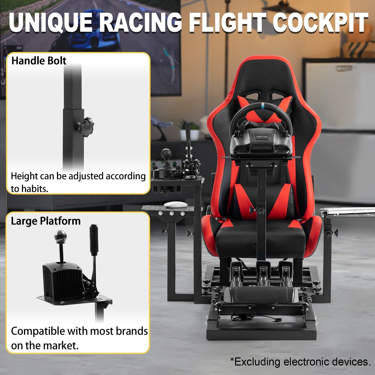 Marada Modular Flight and Racing Simulator Cockpit Fits Logitech Fanatec CSL-DD