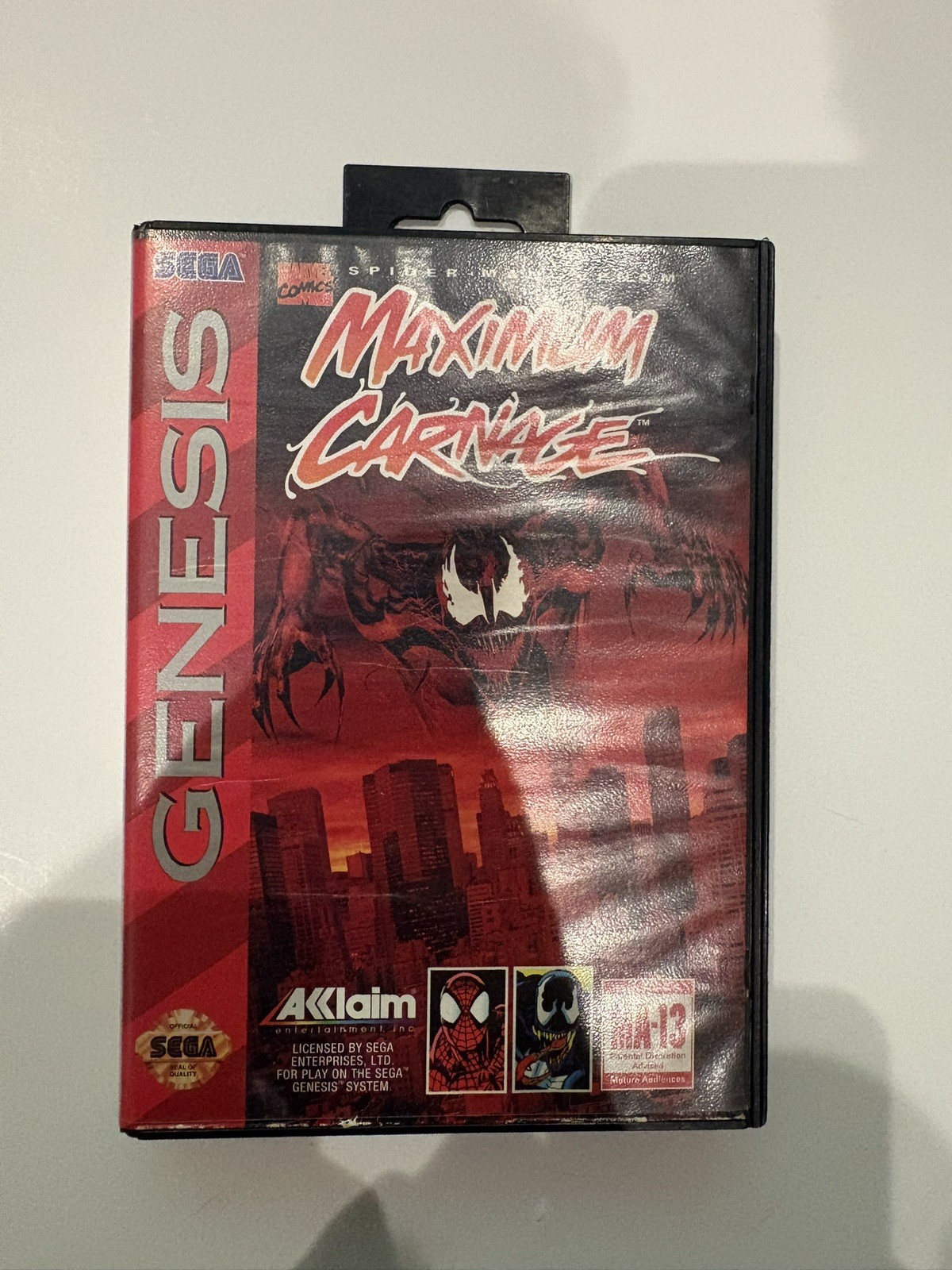 Spider-Man and Venom: Maximum Carnage (Sega Genesis, 1994) – Game & Box – WORKS!