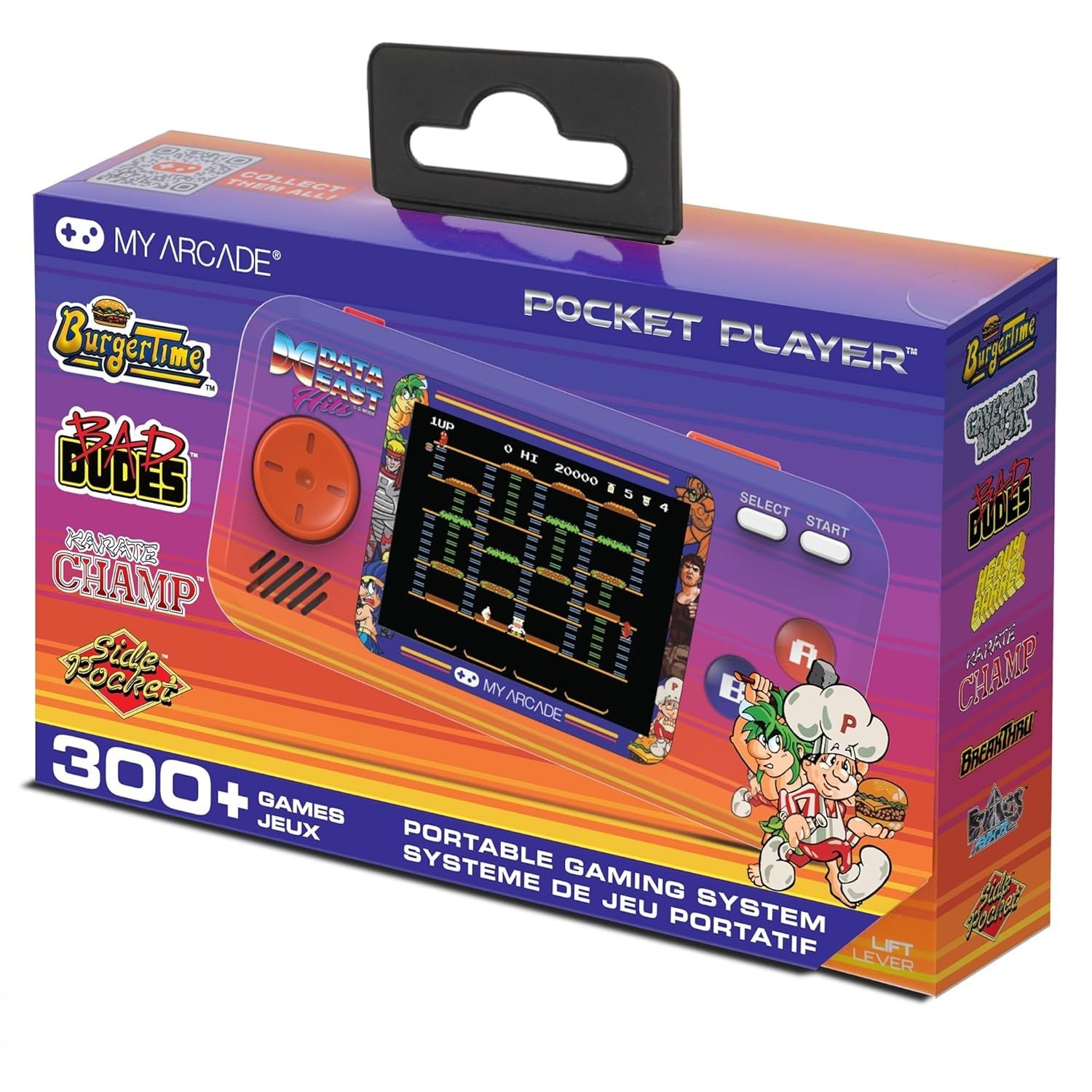 Retro Pocket Player by Data East: 308 Games, Built-In Speakers & Lanyard