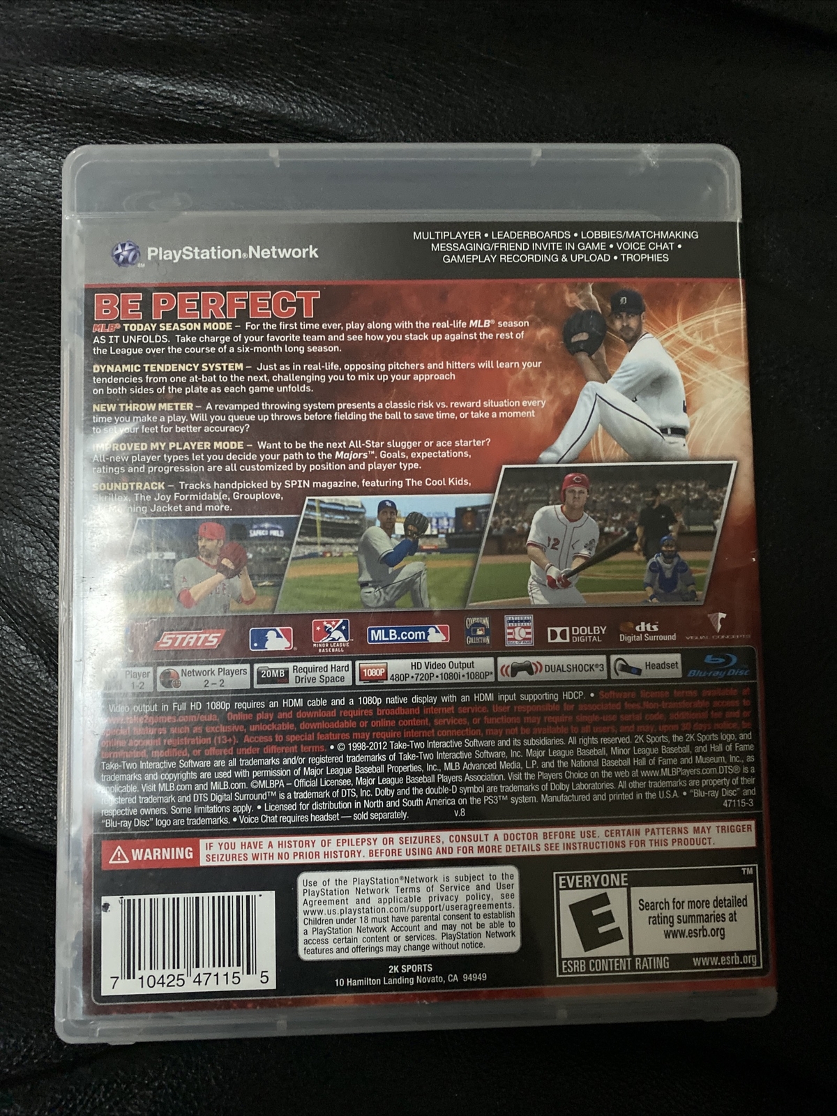 Major League Baseball 2K12 (PlayStation 3, 2012)completed Game/ Case Cover/ Book