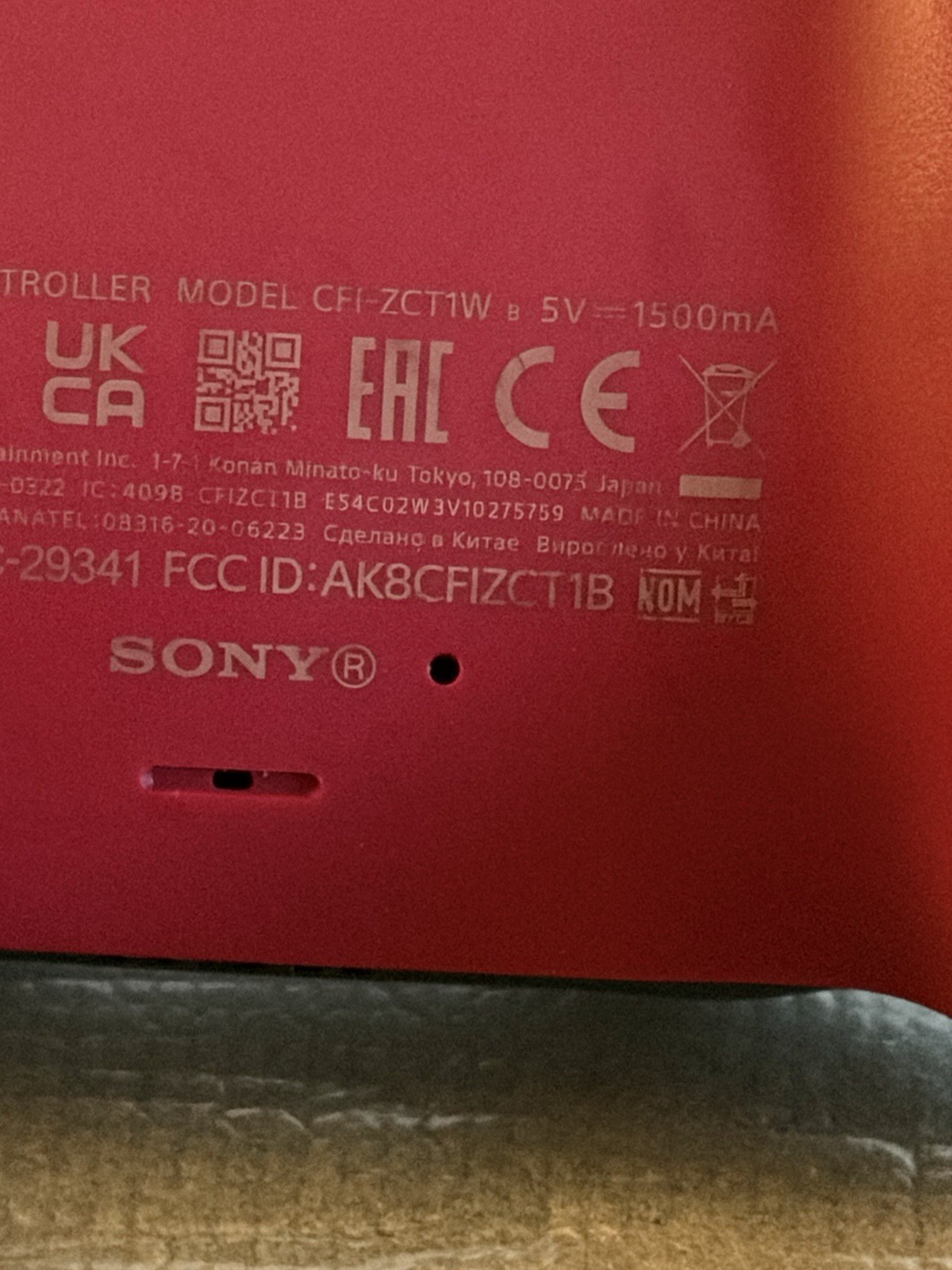 Sony PlayStation 5 PS5 DualSense Wireless Controller CFI-ZCT1W Cosmic Red