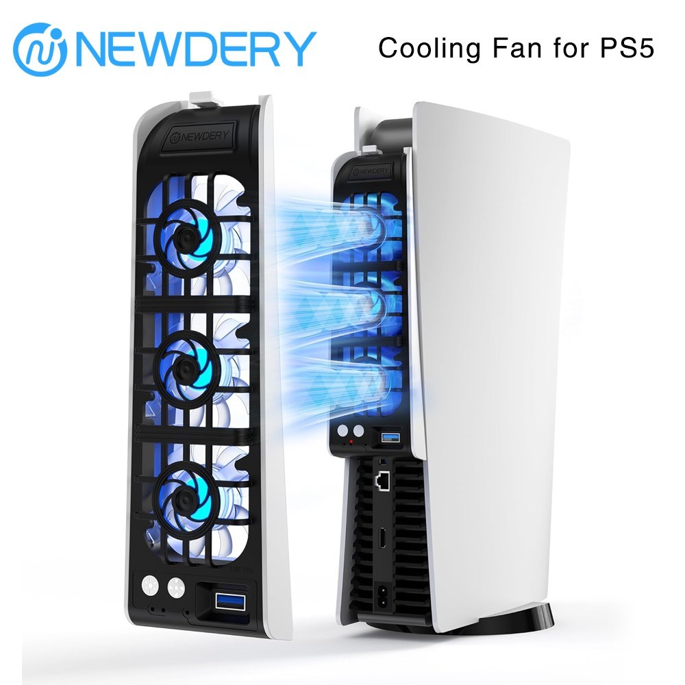 NEWDERY Cooling Fan for PS5 Larger Fan Quiet Cooler With Auto Speed 9-Blades