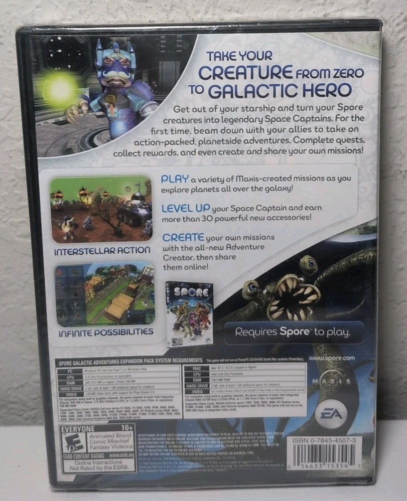 Spore: Galactic Adventures (Windows/Mac, 2009 CD ROM) Brand New B366