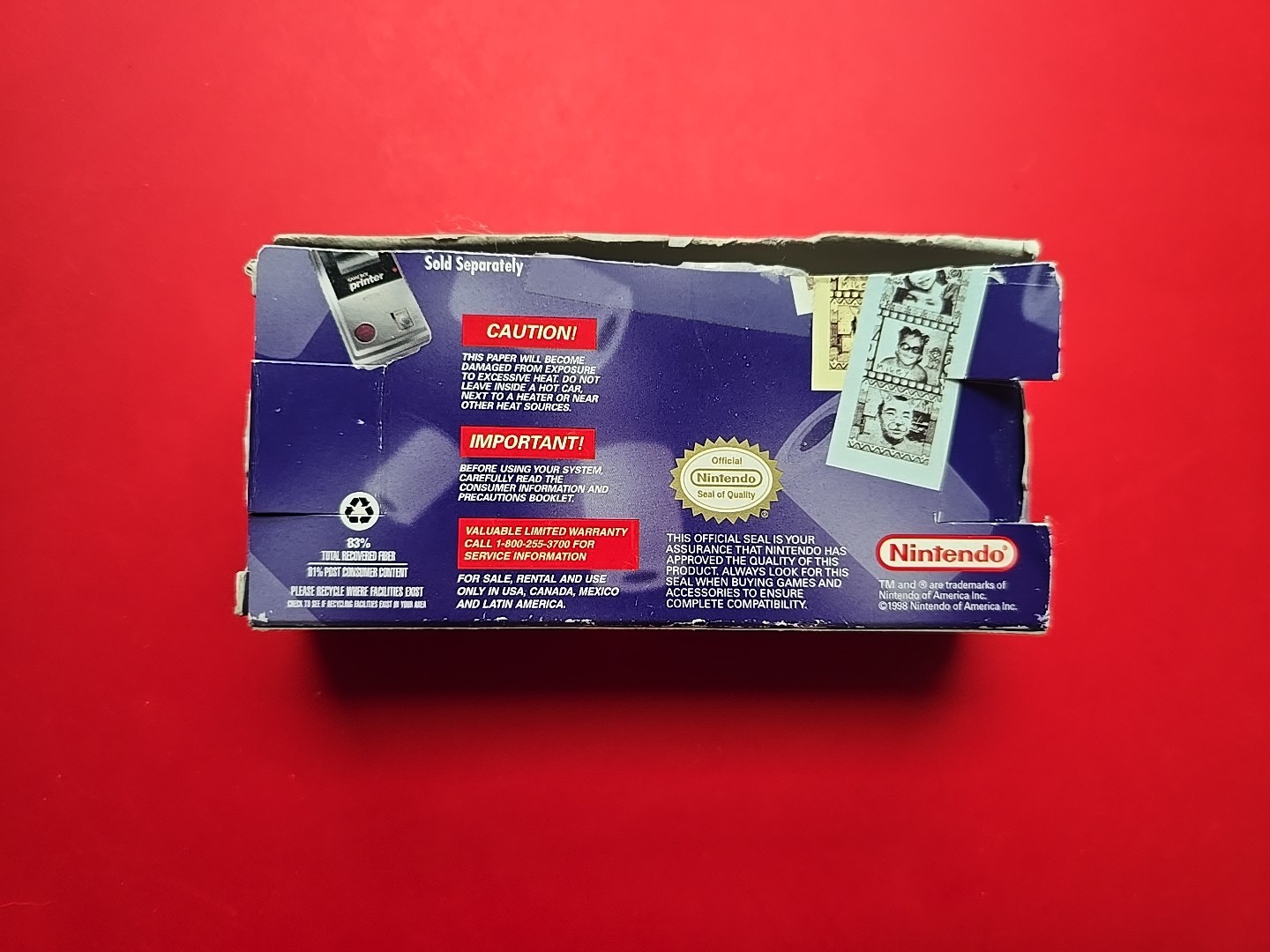 Nintendo Game Boy Printer Paper 3 Factory Sealed Rolls In Original Box 1998