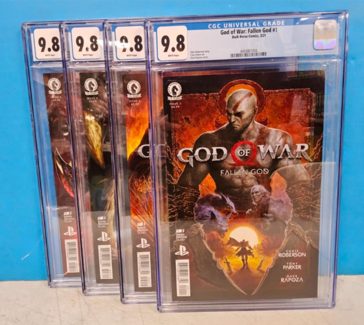 4x CGC 9.8 MINT~ GOD OF WAR Fallen God COMIC SET # 1 2 3 4 Dark Horse 2021 GEM!!